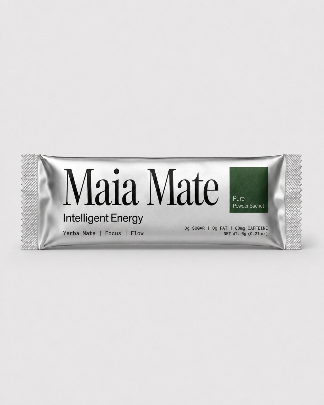 Maia Mate Pure sachet — green accent